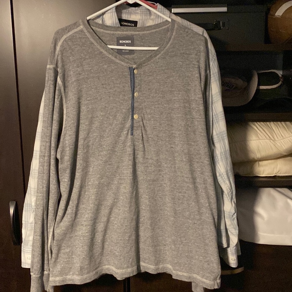 Bonobos Grey three button long sleeve shirt